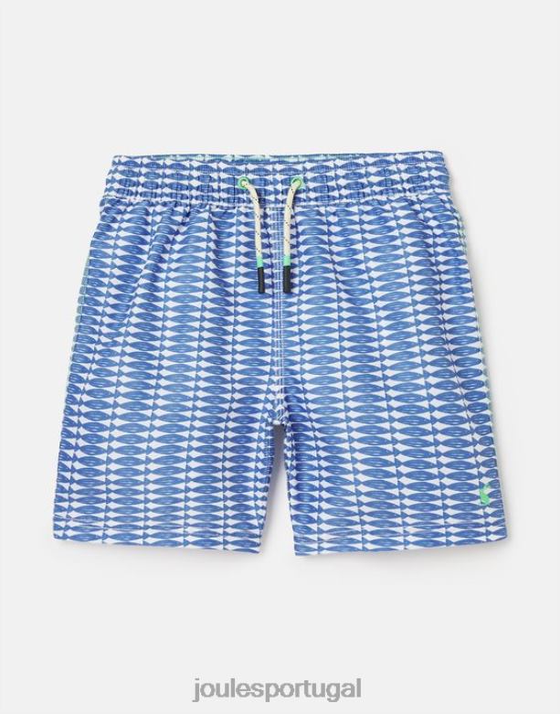 shorts de banho com estampa oceânica de 2 a 12 anos bebês peixe azul Joules vestuário 2X26V356