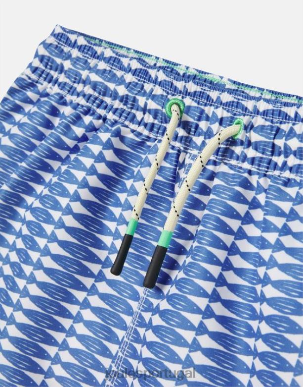 shorts de banho com estampa oceânica de 2 a 12 anos bebês peixe azul Joules vestuário 2X26V356
