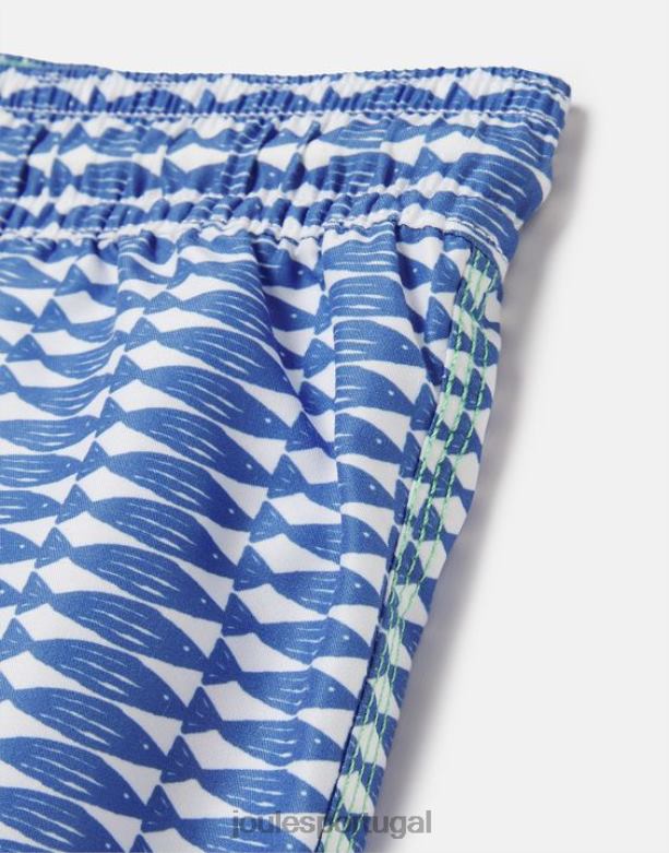 shorts de banho com estampa oceânica de 2 a 12 anos bebês peixe azul Joules vestuário 2X26V356