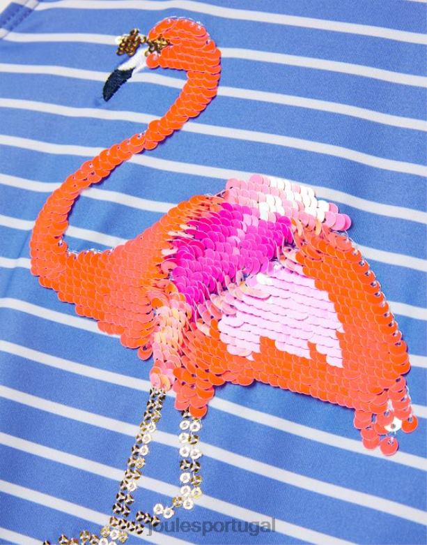 Fato de banho com arte de lantejoulas splash 2-12 anos bebês flamingo de listra azul Joules vestuário 2X26V299