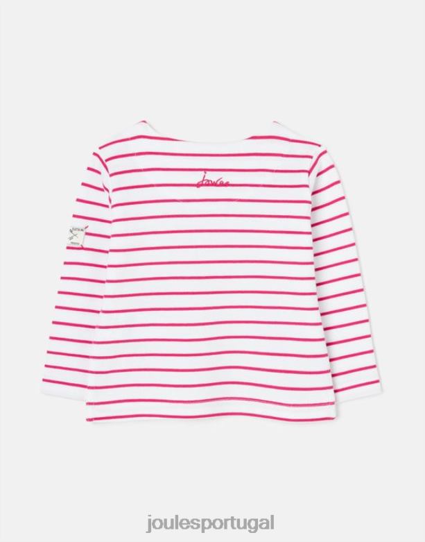 camiseta manga longa listra porto 0 - 3 anos bebês faixa rosa Joules vestuário 2X26V405
