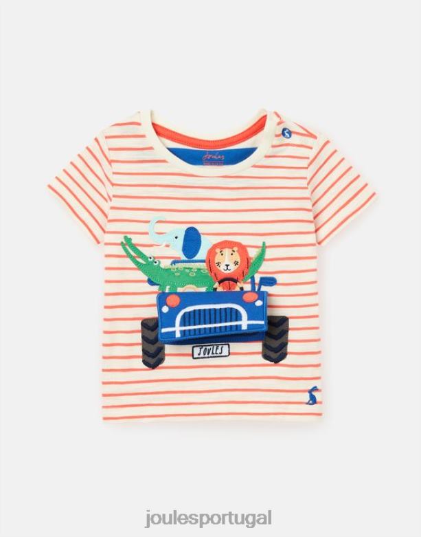 camiseta tate art 0-3 anos bebês caminhão listrado vermelho Joules vestuário 2X26V401