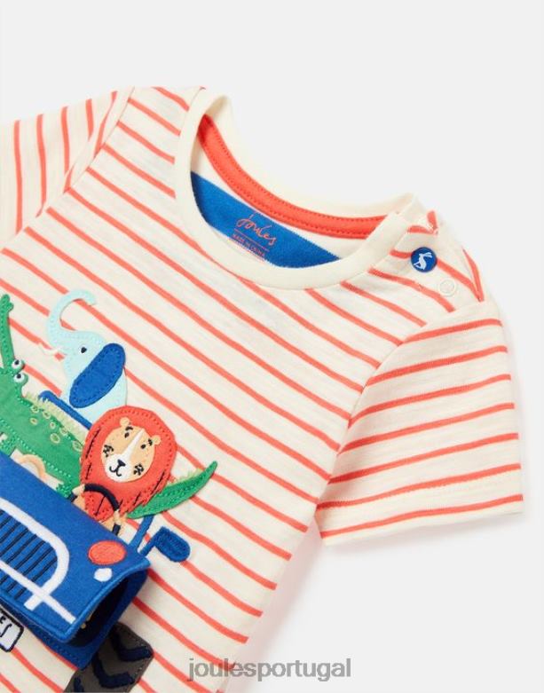 camiseta tate art 0-3 anos bebês caminhão listrado vermelho Joules vestuário 2X26V401