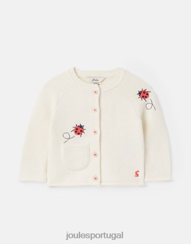 cardigan bordado betsie 0-3 anos bebês joaninha creme Joules vestuário 2X26V395