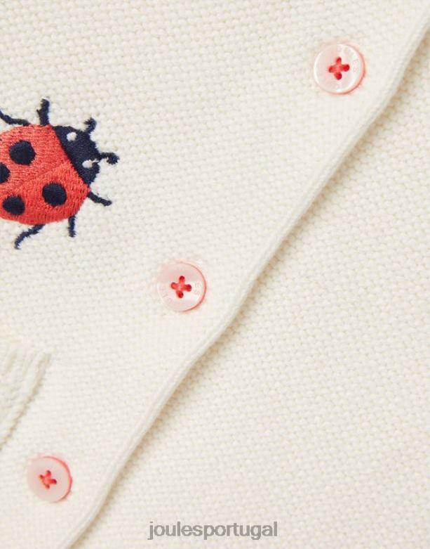 cardigan bordado betsie 0-3 anos bebês joaninha creme Joules vestuário 2X26V395