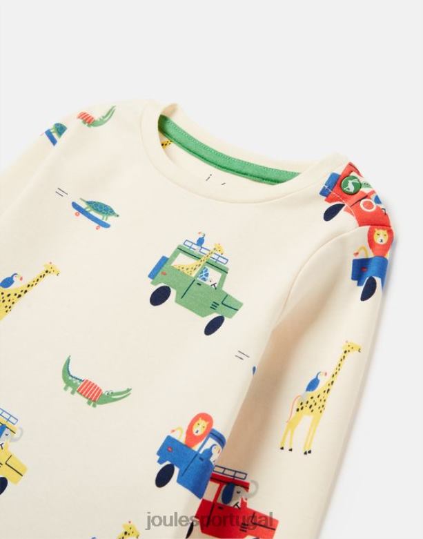 conjunto camiseta e calça percy 0-3 anos bebês safári de creme Joules vestuário 2X26V427
