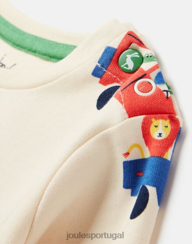 conjunto camiseta e calça percy 0-3 anos bebês safári de creme Joules vestuário 2X26V427