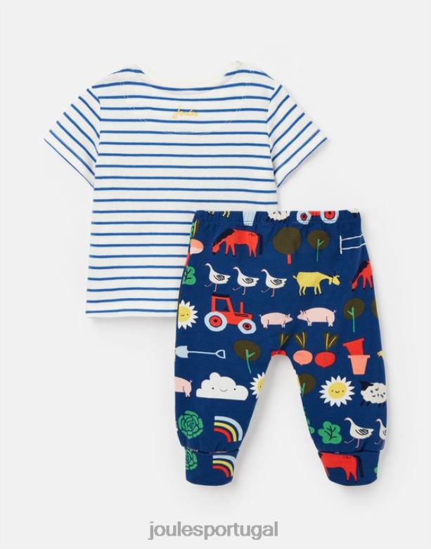 conjunto de obras de arte byron 0-3 anos bebês trator azul Joules vestuário 2X26V438