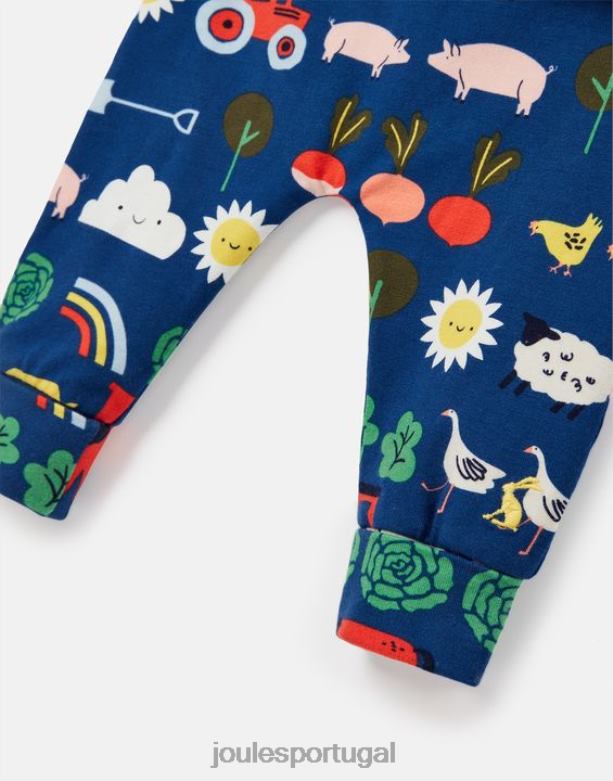 conjunto de obras de arte byron 0-3 anos bebês trator azul Joules vestuário 2X26V438