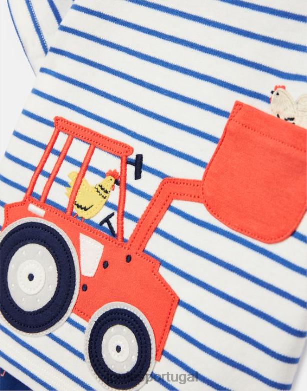 conjunto de obras de arte byron 0-3 anos bebês trator azul Joules vestuário 2X26V438