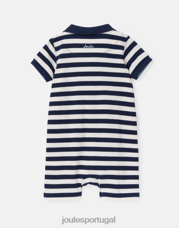 macacão polo filbert 0-24 meses bebês faixa azul branca Joules vestuário 2X26V428