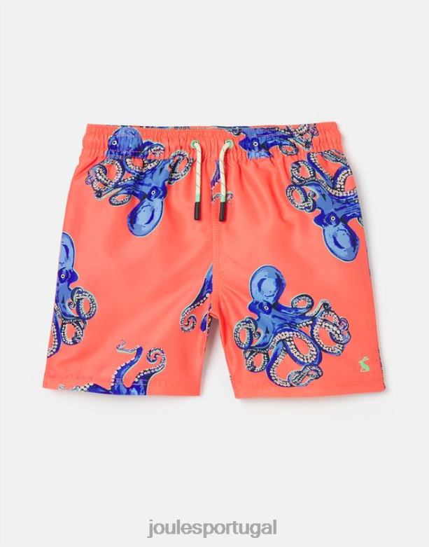 shorts de banho com estampa oceânica de 2 a 12 anos bebês polvo laranja Joules vestuário 2X26V369