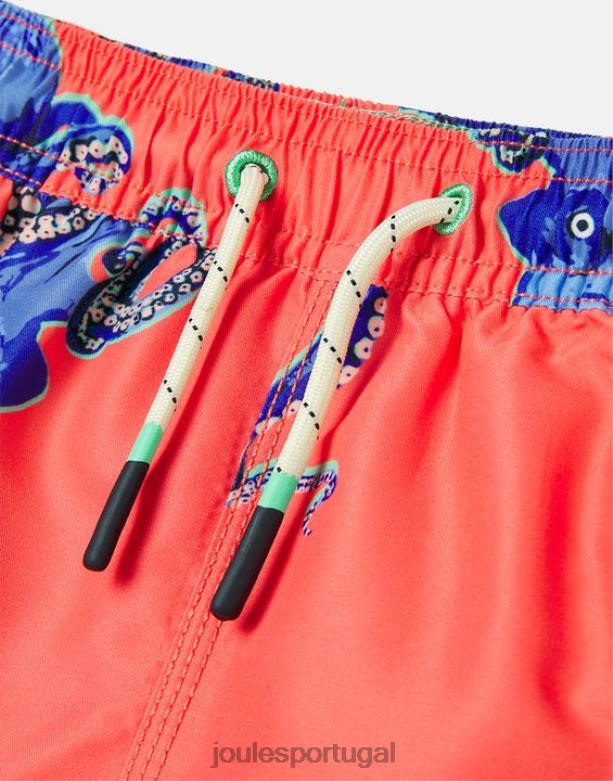 shorts de banho com estampa oceânica de 2 a 12 anos bebês polvo laranja Joules vestuário 2X26V369