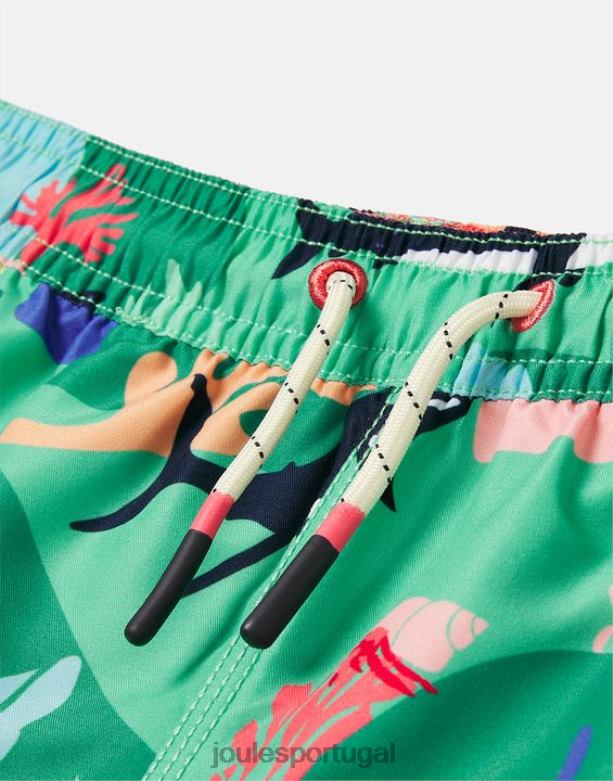 shorts de banho com estampa oceânica de 2 a 12 anos bebês tubarões verdes Joules vestuário 2X26V357