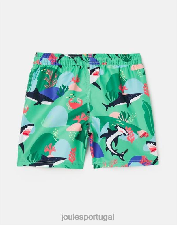 shorts de banho com estampa oceânica de 2 a 12 anos bebês tubarões verdes Joules vestuário 2X26V357