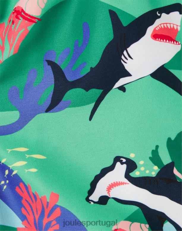 shorts de banho com estampa oceânica de 2 a 12 anos bebês tubarões verdes Joules vestuário 2X26V357