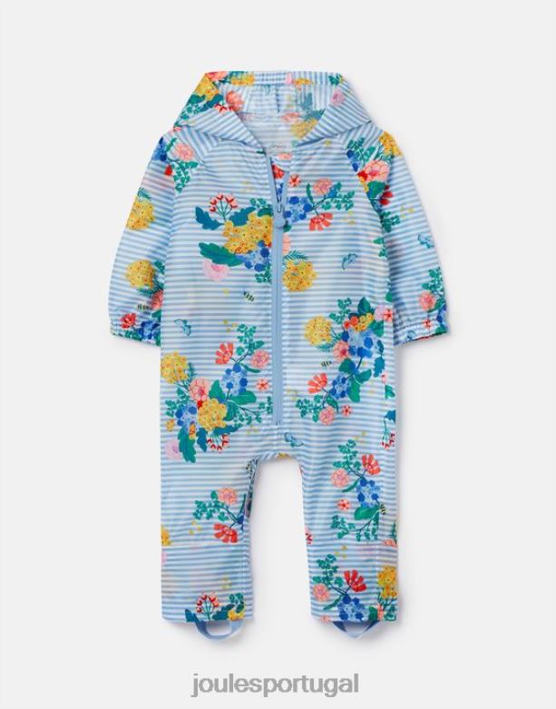 terno impermeável poça 3 meses a 3 anos bebês listra azul floral Joules vestuário 2X26V414