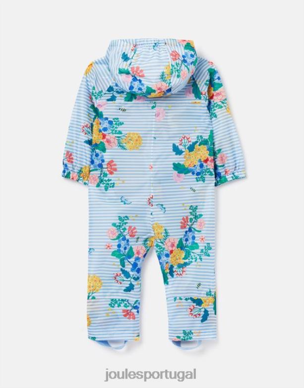 terno impermeável poça 3 meses a 3 anos bebês listra azul floral Joules vestuário 2X26V414