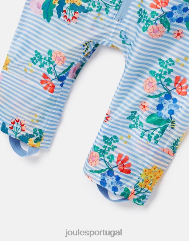 terno impermeável poça 3 meses a 3 anos bebês listra azul floral Joules vestuário 2X26V414