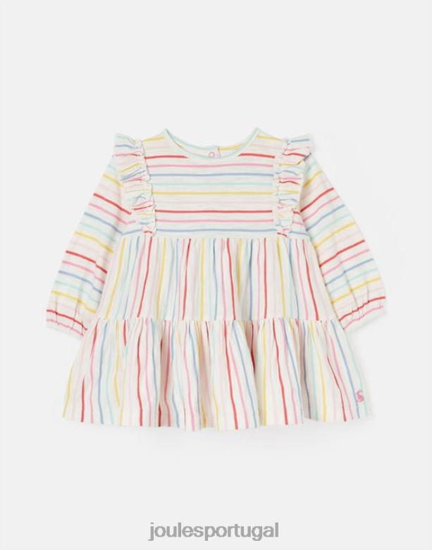 vestido manga longa em camadas iola 0-3 anos garotas faixa múltipla Joules vestuário 2X26V421