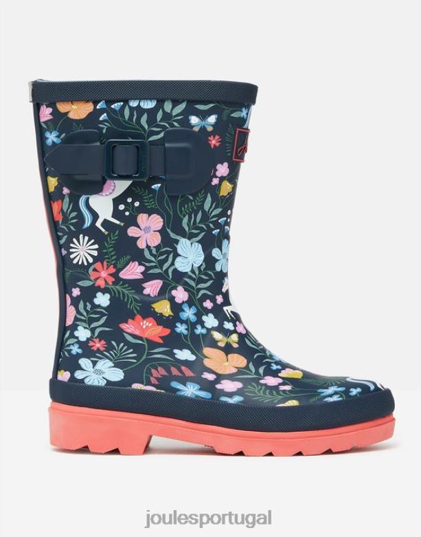 botas de chuva impressas garotas marinha equestre Joules calçados 2X26V330