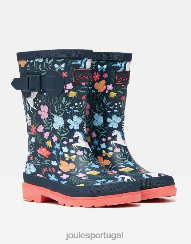 botas de chuva impressas garotas marinha equestre Joules calçados 2X26V330