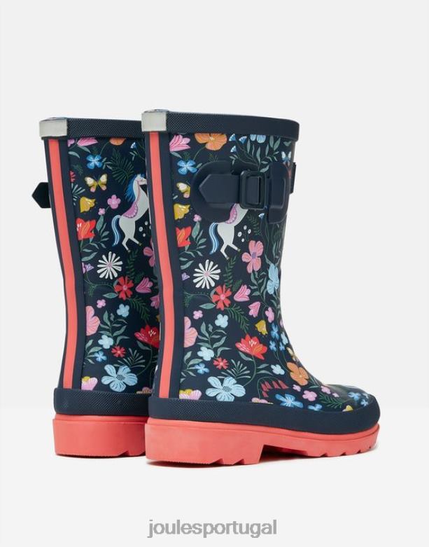 botas de chuva impressas garotas marinha equestre Joules calçados 2X26V330