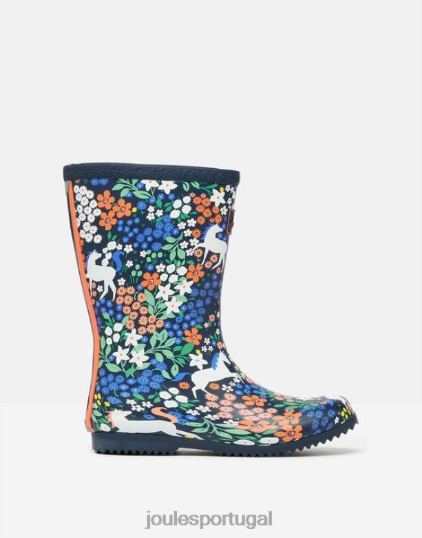 enrole botas de chuva impressas flexíveis garotas cavalos da marinha Joules calçados 2X26V331