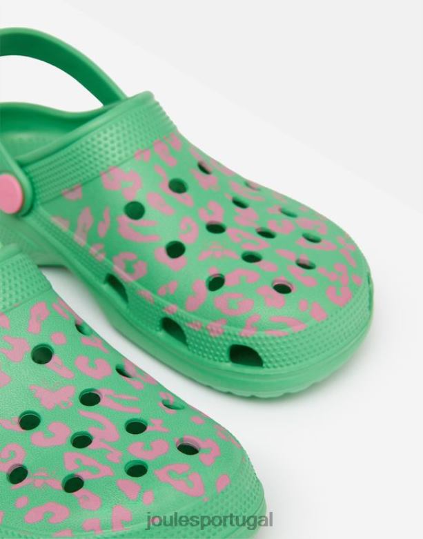 poole slip em tamancos garotas leopardo rosa verde Joules calçados 2X26V325