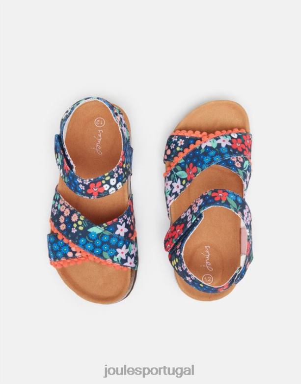 sandália tessie com tiras múltiplas de velcro garotas cantiga de gema azul Joules calçados 2X26V332