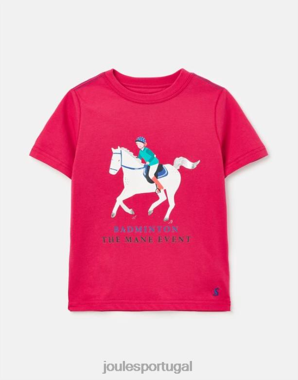 camiseta infantil unissex de manga curta para badminton de 2 a 12 anos garotas framboesa profunda Joules vestuário 2X26V284