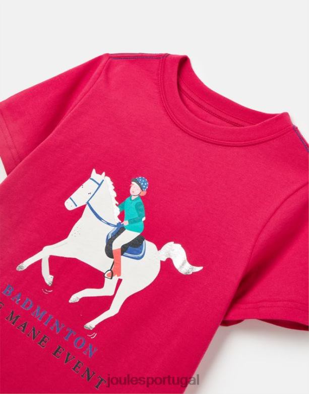 camiseta infantil unissex de manga curta para badminton de 2 a 12 anos garotas framboesa profunda Joules vestuário 2X26V284