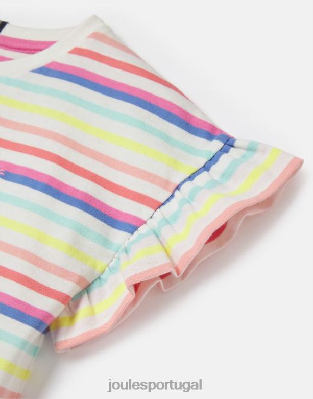 camiseta manga curta com babados e babados 2 a 12 anos garotas faixa múltipla Joules vestuário 2X26V258
