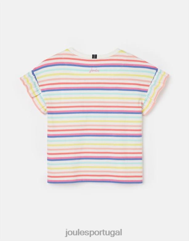 camiseta manga curta com babados e babados 2 a 12 anos garotas faixa múltipla Joules vestuário 2X26V258
