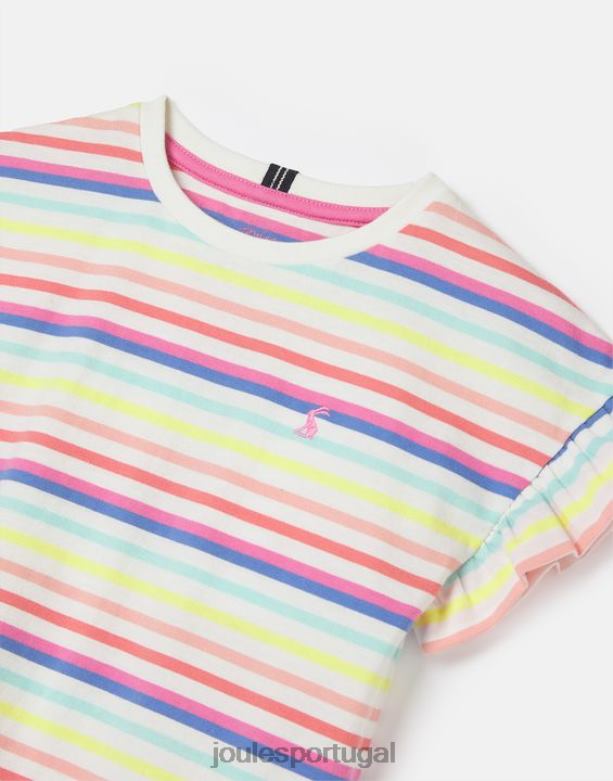 camiseta manga curta com babados e babados 2 a 12 anos garotas faixa múltipla Joules vestuário 2X26V258