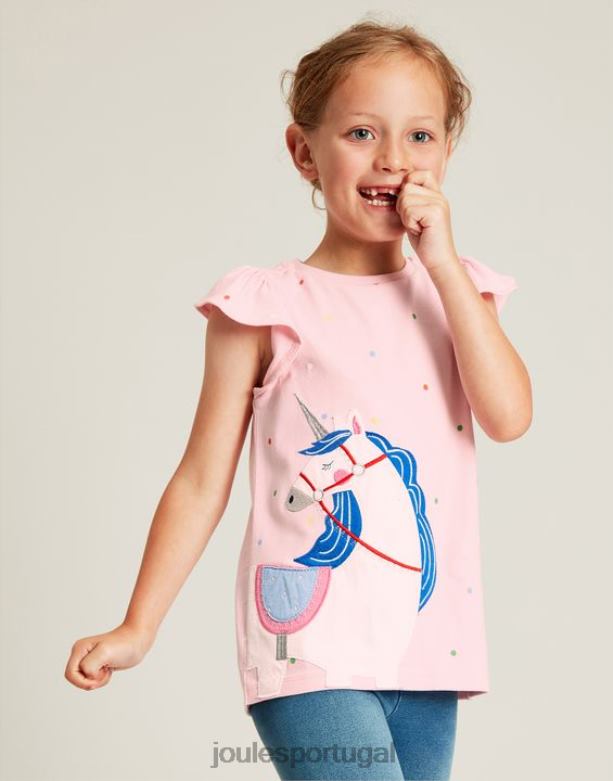 camiseta manga curta flutter astra 2-8 anos garotas unicórnio rosa Joules vestuário 2X26V290