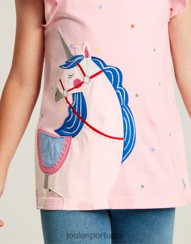 camiseta manga curta flutter astra 2-8 anos garotas unicórnio rosa Joules vestuário 2X26V290