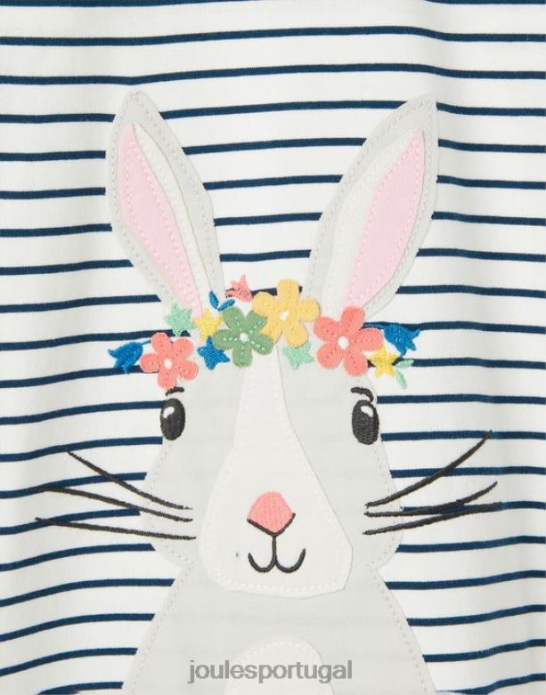 camiseta manga longa ava 2-12 anos garotas faixa creme marinho Joules vestuário 2X26V281