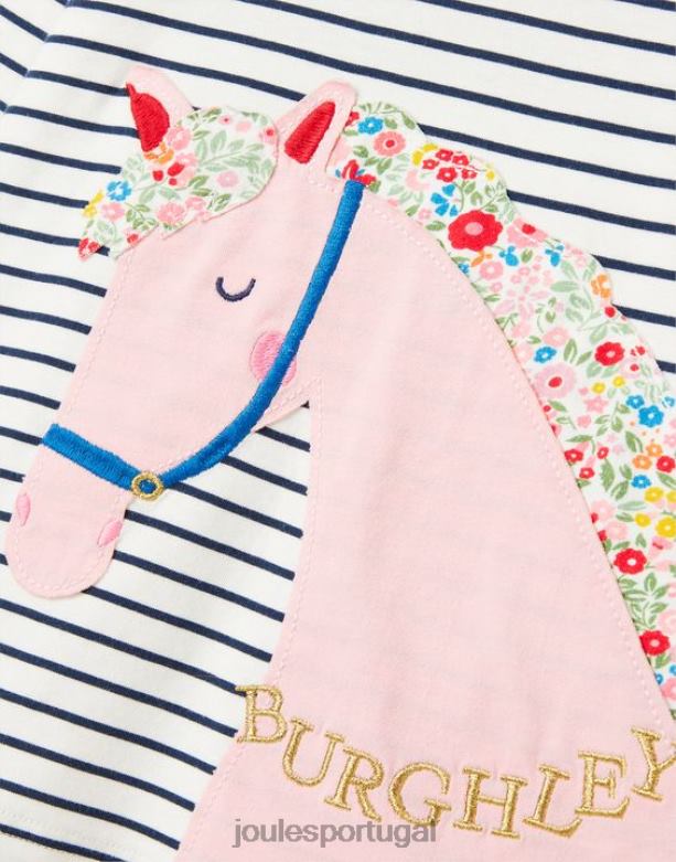 camiseta manga longa burghley 2-12 anos garotas listra de cavalo da marinha Joules vestuário 2X26V287
