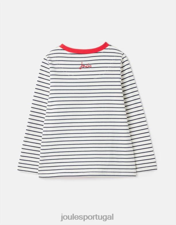 camiseta manga longa burghley 2-12 anos garotas listra de cavalo da marinha Joules vestuário 2X26V287