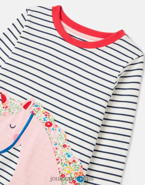 camiseta manga longa burghley 2-12 anos garotas listra de cavalo da marinha Joules vestuário 2X26V287