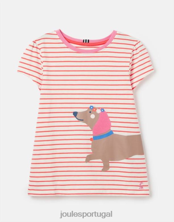 camiseta serigrafada pixie 2 a 12 anos garotas cachorro listrado Joules vestuário 2X26V259