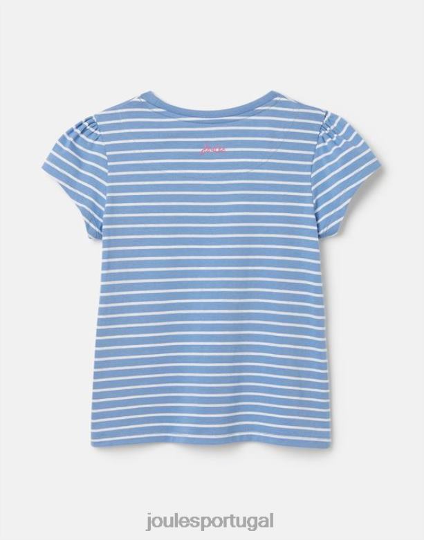 camiseta serigrafada pixie 2 a 12 anos garotas flamingo de listra azul Joules vestuário 2X26V289