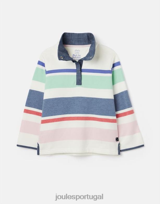 moletom saunton listra gola funil 2-12 anos garotas creme multi listras Joules vestuário 2X26V320
