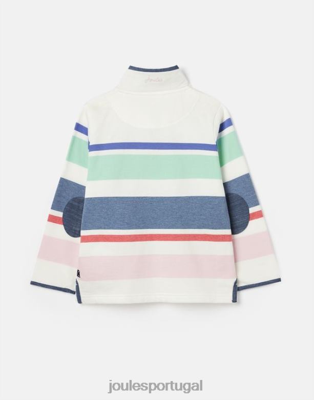 moletom saunton listra gola funil 2-12 anos garotas creme multi listras Joules vestuário 2X26V320