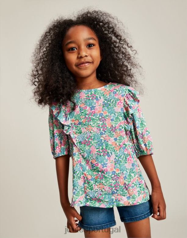 Lauren tecido babado top 5-12 anos garotas multi cantiga Joules vestuário 2X26V257