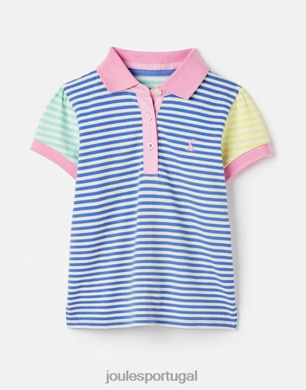camisa pólo listra morgan 2-12 anos garotas listra azul multi Joules vestuário 2X26V255