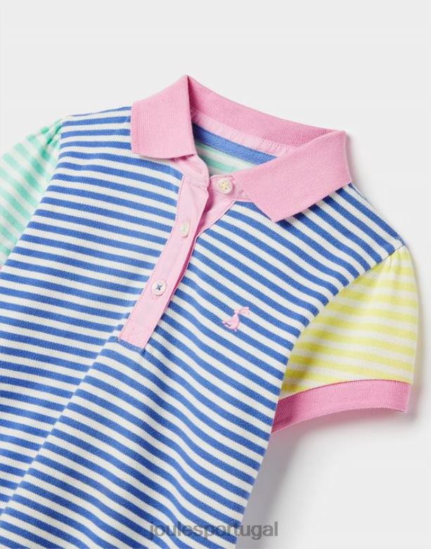 camisa pólo listra morgan 2-12 anos garotas listra azul multi Joules vestuário 2X26V255