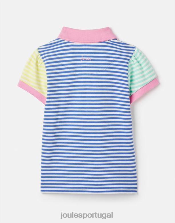 camisa pólo listra morgan 2-12 anos garotas listra azul multi Joules vestuário 2X26V255