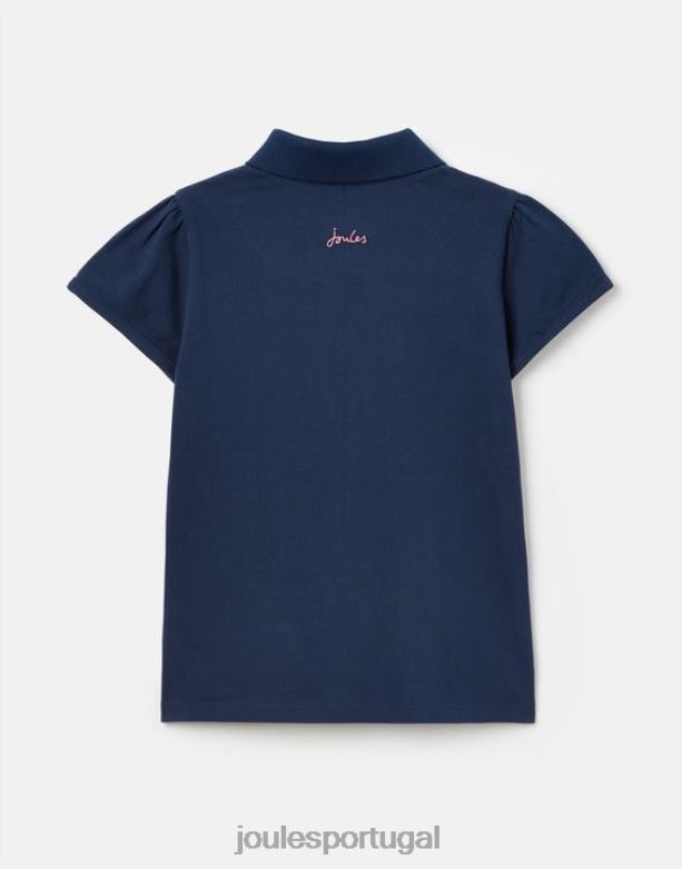 camisa pólo moxie 2-12 anos garotas unicórnio da marinha Joules vestuário 2X26V315